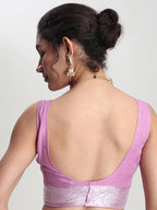 Janasya Lavender Silk Blend Floral Jacquard Saree - Distacart