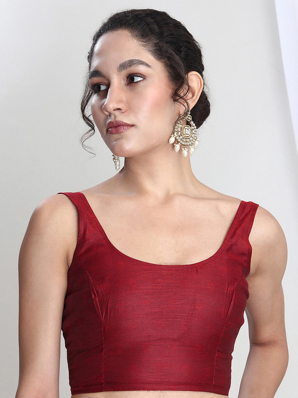Janasya Red Silk Blend Floral Jacquard Saree - Distacart