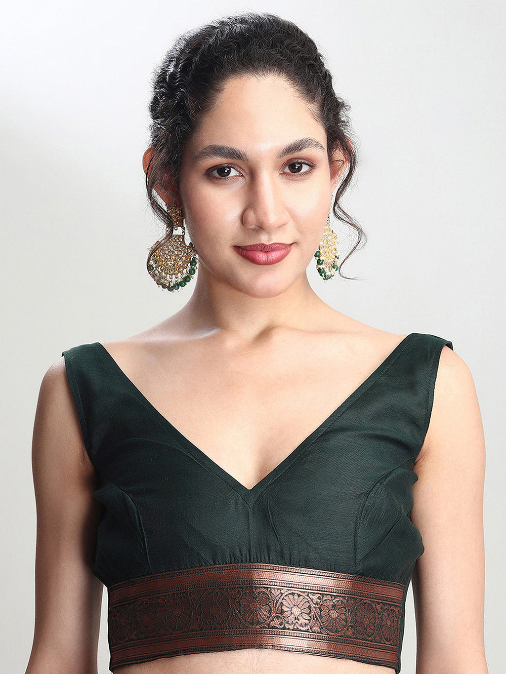 Janasya Dark Green Silk Blend Floral Jacquard Saree - Distacart