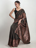 Janasya Dark Green Silk Blend Floral Jacquard Saree - Distacart