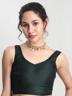 Janasya Dark Green Silk Blend Floral Jacquard Saree - Distacart