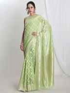 Janasya Light Green Silk Blend Geometric Jacquard Saree - Distacart