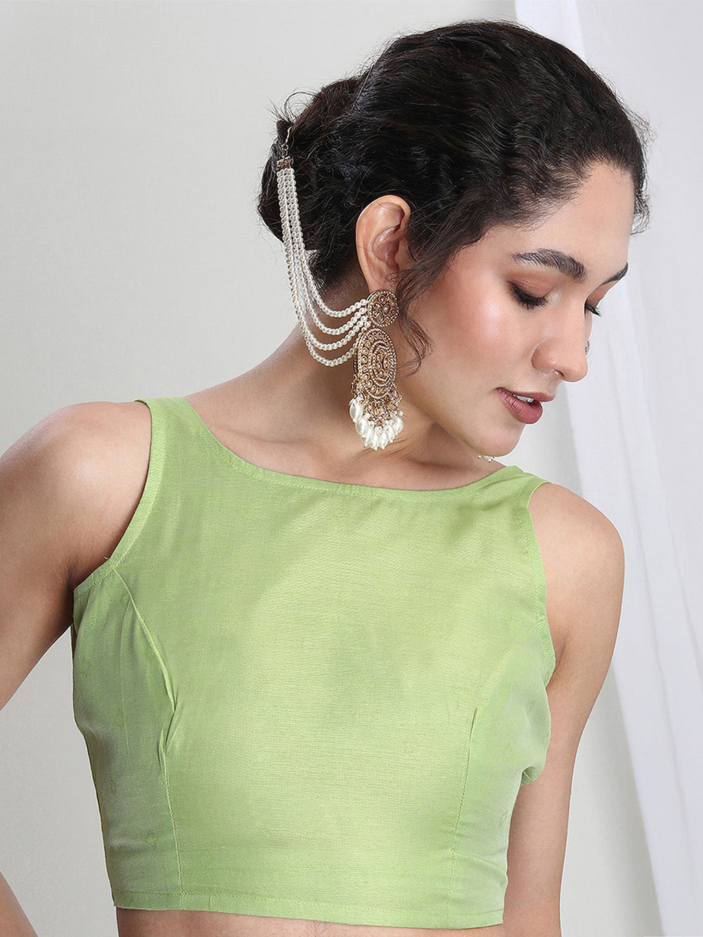 Janasya Light Green Silk Blend Geometric Jacquard Saree - Distacart