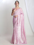 Janasya Lavender Silk Blend Leaf Motifs Jacquard Saree - Distacart