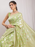 Janasya Navy Blue Silk Blend Geometric Jacquard Saree - Distacart