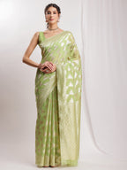 Janasya Navy Blue Silk Blend Geometric Jacquard Saree - Distacart