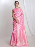 Janasya Pink Silk Blend Geometric Jacquard Saree - Distacart
