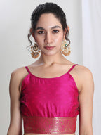 Janasya Pink Silk Blend Floral Jacquard Saree - Distacart