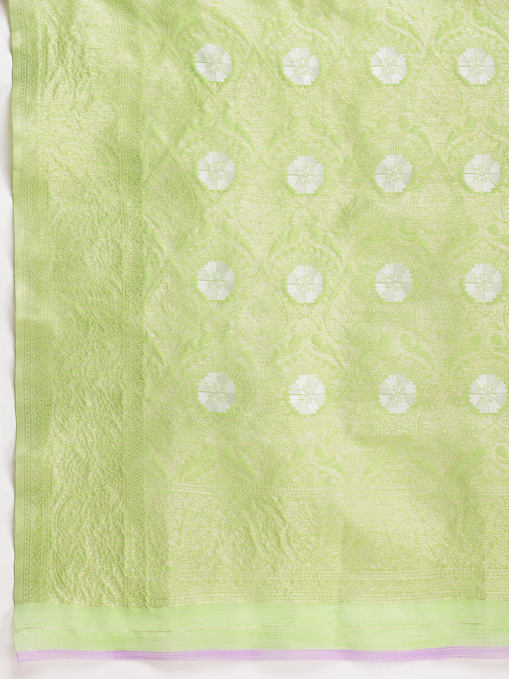 Janasya Green Silk Blend Geometric Jacquard Saree - Distacart