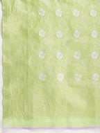 Janasya Green Silk Blend Geometric Jacquard Saree - Distacart
