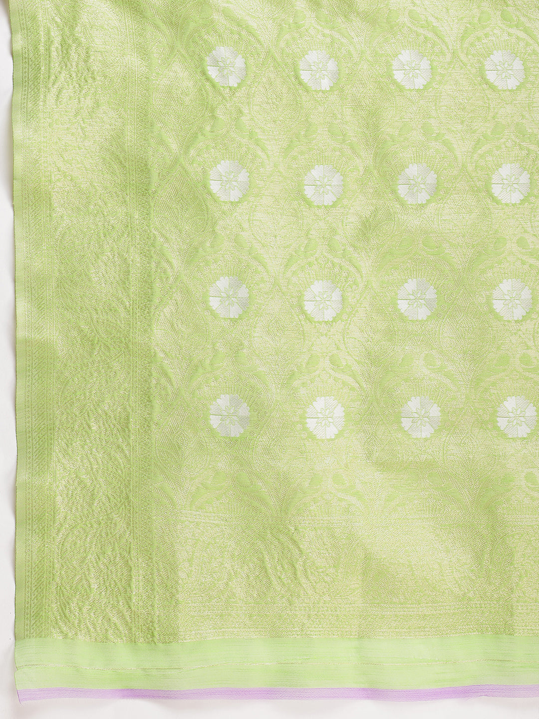 Janasya Green Silk Blend Geometric Jacquard Saree - Distacart