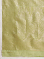 Janasya Green Silk Blend Geometric Jacquard Saree - Distacart