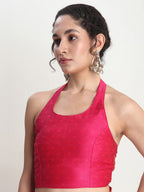 Janasya Pink Silk Blend Floral Jacquard Saree - Distacart