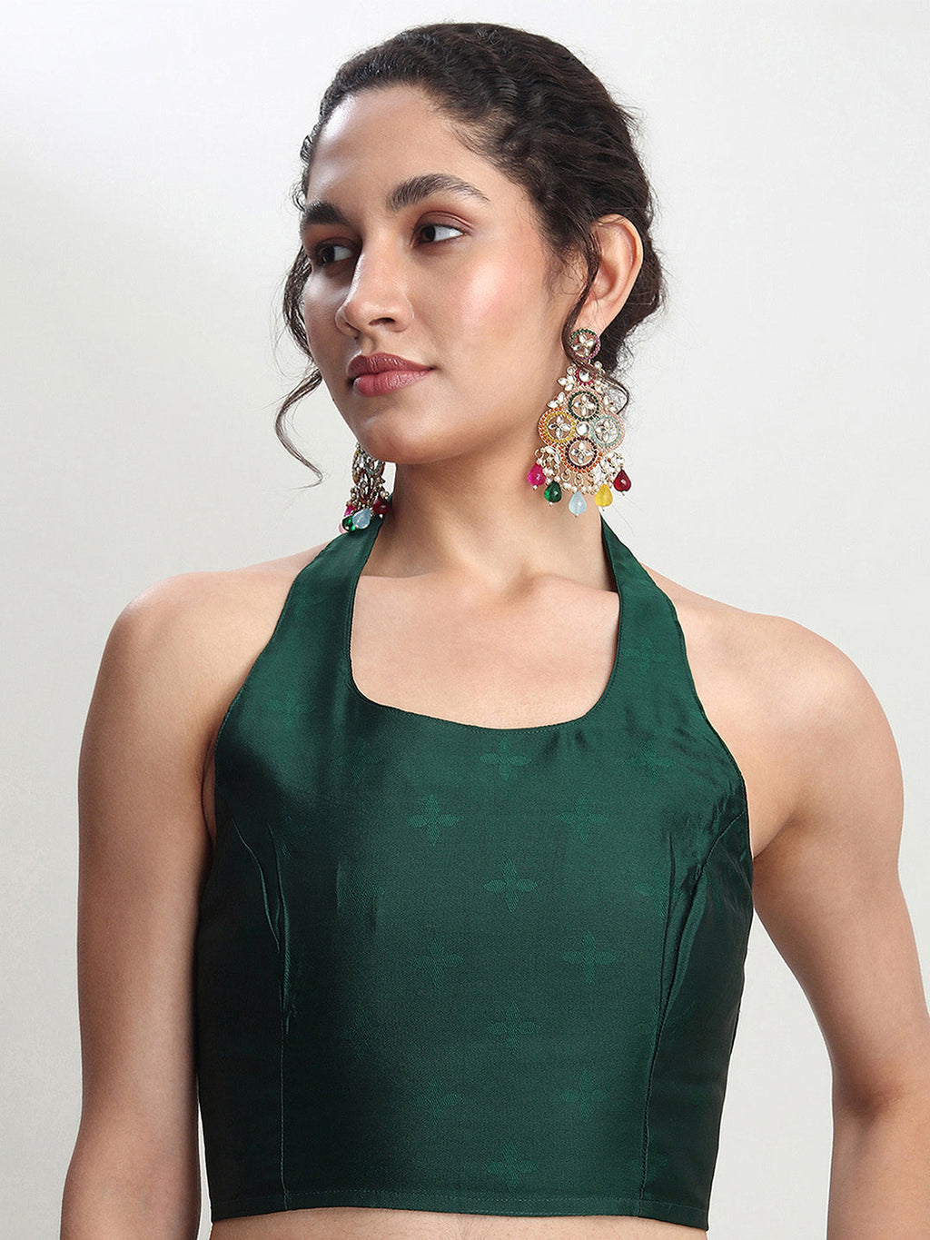 Janasya Dark Green Silk Blend Floral Jacquard Saree - Distacart