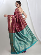 Janasya Purple Silk Blend Ethnic Motifs Jacquard Saree - Distacart