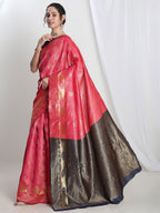 Janasya Pink Silk Blend Ethnic Motifs Jacquard Saree - Distacart