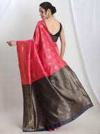 Janasya Pink Silk Blend Ethnic Motifs Jacquard Saree - Distacart