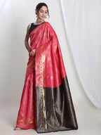 Janasya Pink Silk Blend Ethnic Motifs Jacquard Saree - Distacart