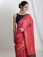 Janasya Pink Silk Blend Ethnic Motifs Jacquard Saree - Distacart