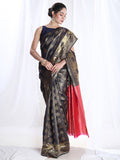 Janasya Navy Blue Silk Blend Ethnic Motifs Jacquard Saree - Distacart