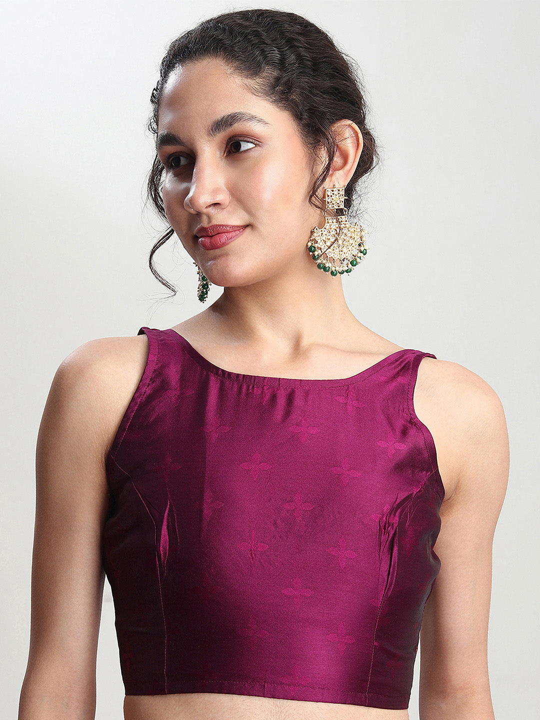 Janasya Purple Silk Blend Floral Jacquard Saree - Distacart