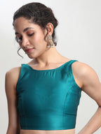 Janasya Turquoise Silk Blend Ethnic Motifs Jacquard Saree - Distacart