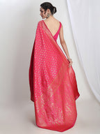 Janasya Pink Silk Blend Floral Jacquard Saree - Distacart