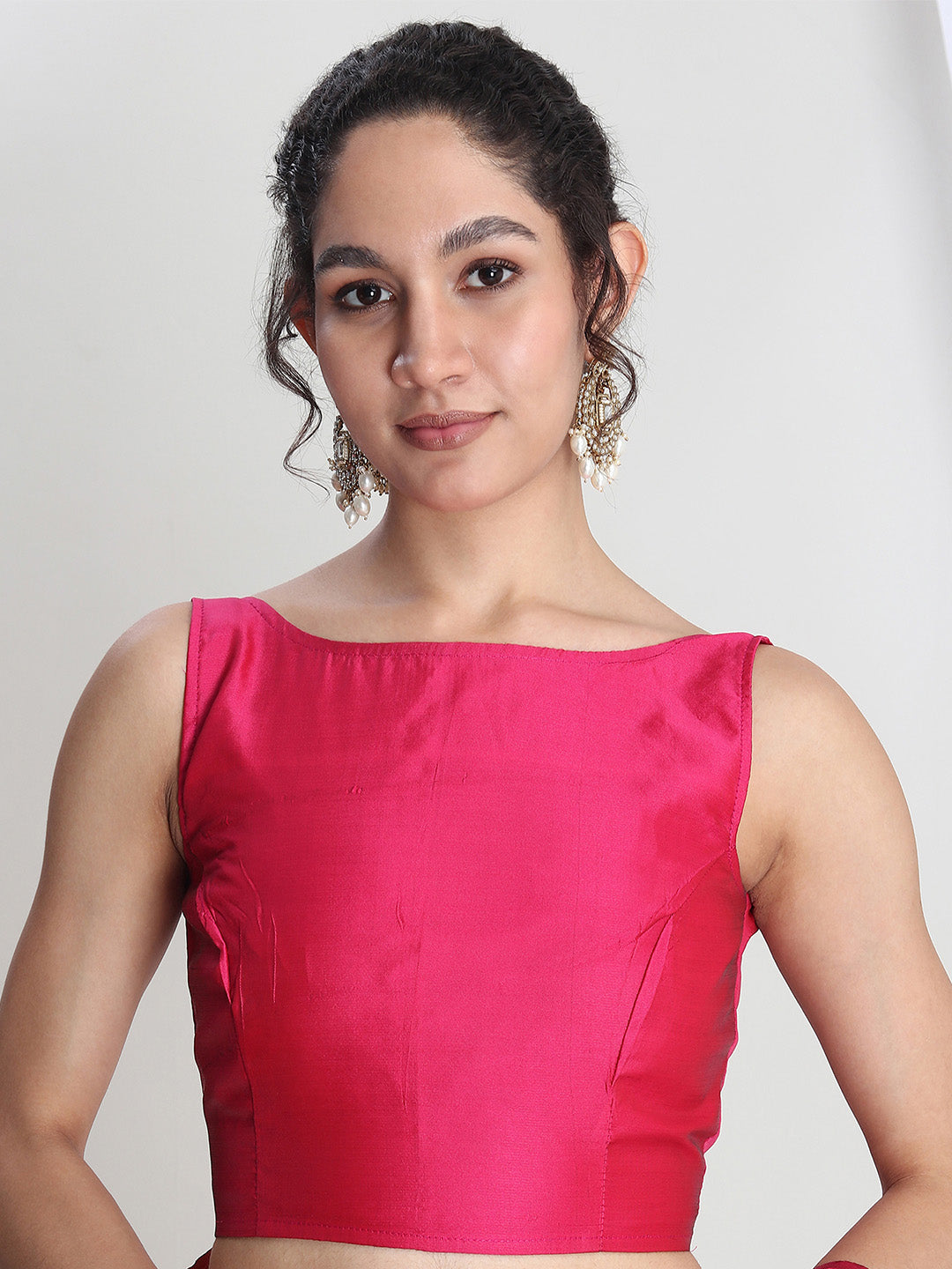 Janasya Pink Silk Blend Floral Jacquard Saree - Distacart