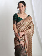 Janasya Beige Silk Blend Ethnic Motifs Jacquard Saree - Distacart
