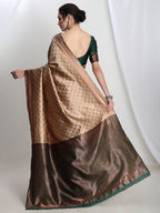 Janasya Beige Silk Blend Ethnic Motifs Jacquard Saree - Distacart