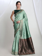 Janasya Light Green Silk Blend Ethnic Motifs Jacquard Saree - Distacart