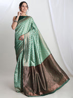 Janasya Light Green Silk Blend Ethnic Motifs Jacquard Saree - Distacart