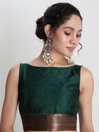 Janasya Light Green Silk Blend Ethnic Motifs Jacquard Saree - Distacart