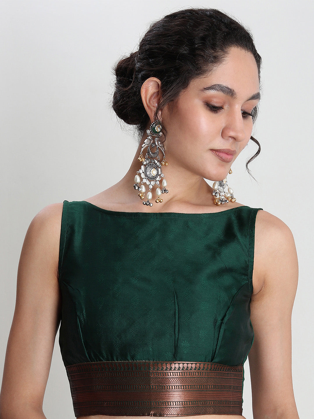 Janasya Light Green Silk Blend Ethnic Motifs Jacquard Saree - Distacart