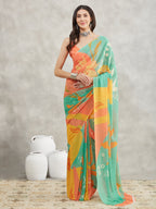 Janasya Multicolor Georgette Floral Printed Saree - Distacart
