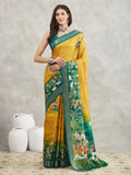 Janasya Mustard Silk Blend Ethnic Motifs Printed Saree - Distacart