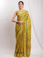 Janasya Green Silk Blend Ethnic Motifs Printed Saree - Distacart