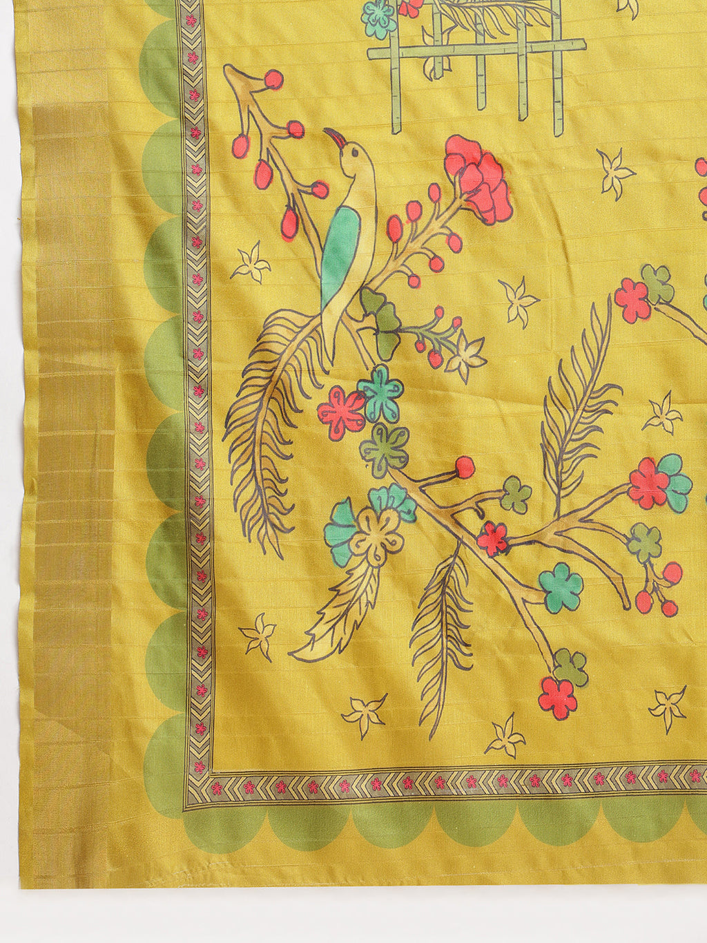 Janasya Green Silk Blend Ethnic Motifs Printed Saree - Distacart