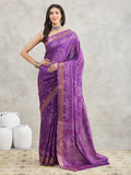 Janasya Purple Silk Blend Bandhani Printed Saree - Distacart