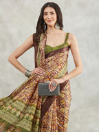 Janasya Burgundy Silk Blend Paisley Printed Saree - Distacart