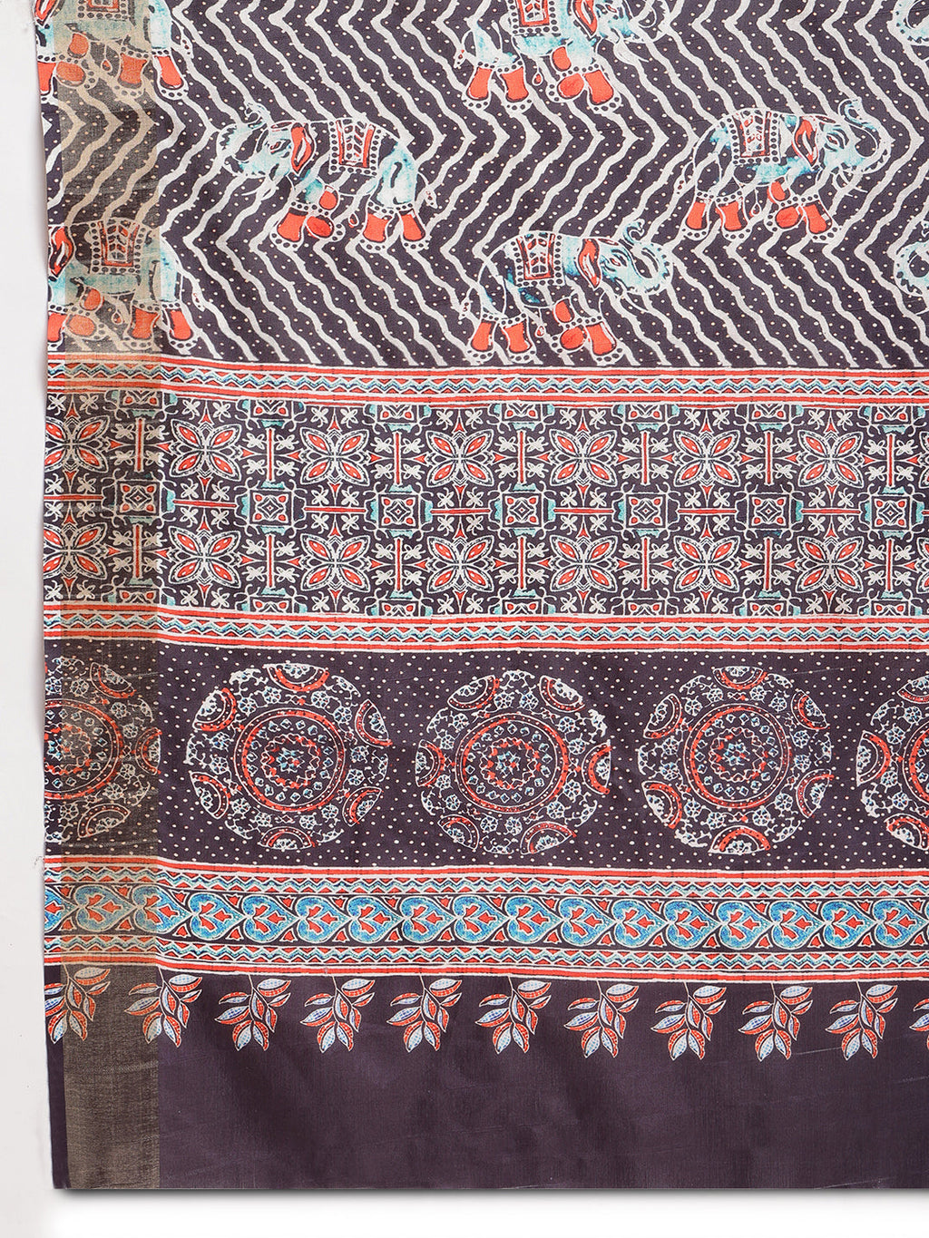 Janasya Multicolor Silk Blend Chevron Printed Saree - Distacart