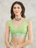 Janasya Sea Green Linen Blend Abstract Printed Saree - Distacart