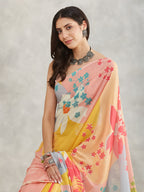 Janasya Multicolor Georgette Floral Printed Saree - Distacart
