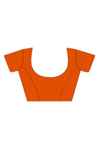 Vamika Orange Designer Saree With Double Blouse 1. Plain Silk Blouse 2. Poncho Blouse (With Embroidery And Stone Work)