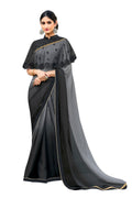 Vamika Black Designer Saree With Double Blouse 1. Plain Silk Blouse 2. Poncho Blouse (With Embroidery And Stone Work)