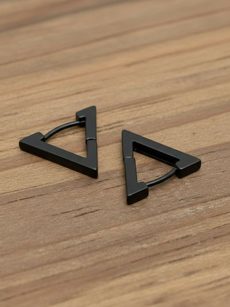 NVR Men's Black Rhodium Plated Geomatric Shaped Stud Earrings - Distacart