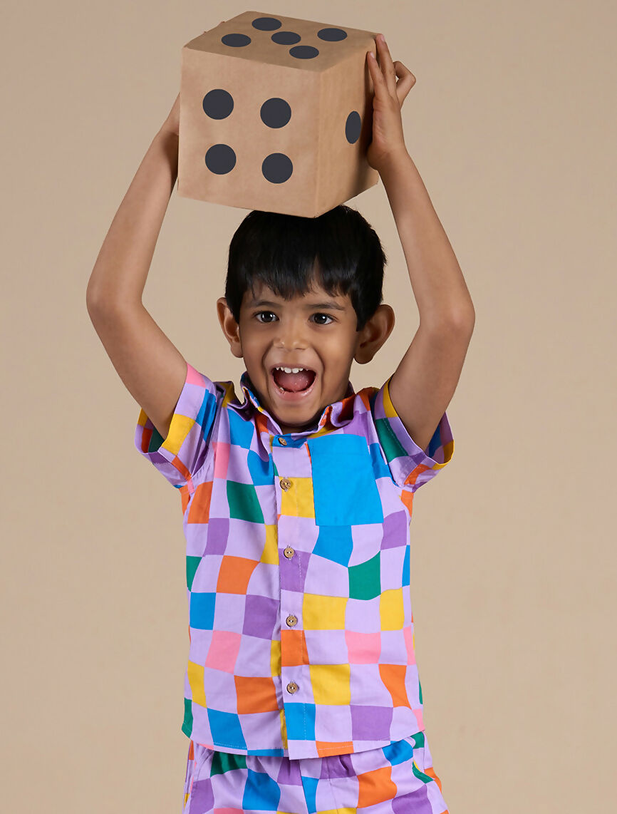 Snakes and Ladders Boys Multi Color Rotary Print Shirt from Siblings Collection