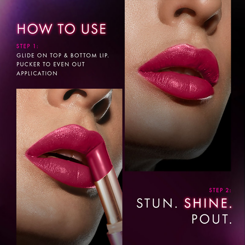 Lakme 9 To 5 Primer + Shine Lipstick - Red Pop