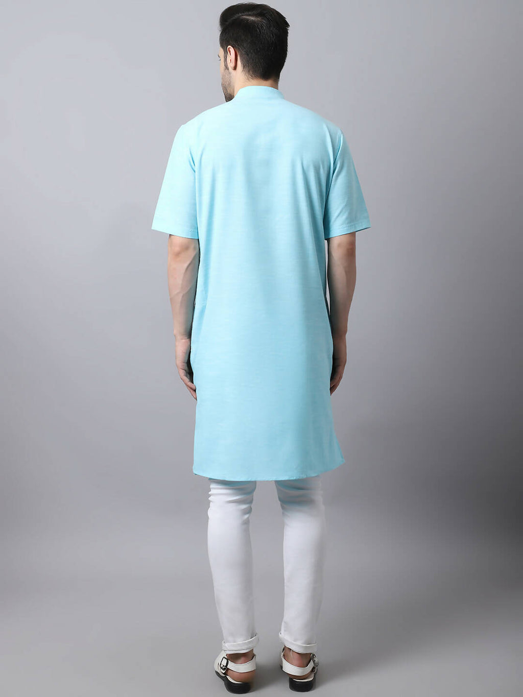 Even Apparels Black Pure Cotton Kurta With Band Collar - Distacart