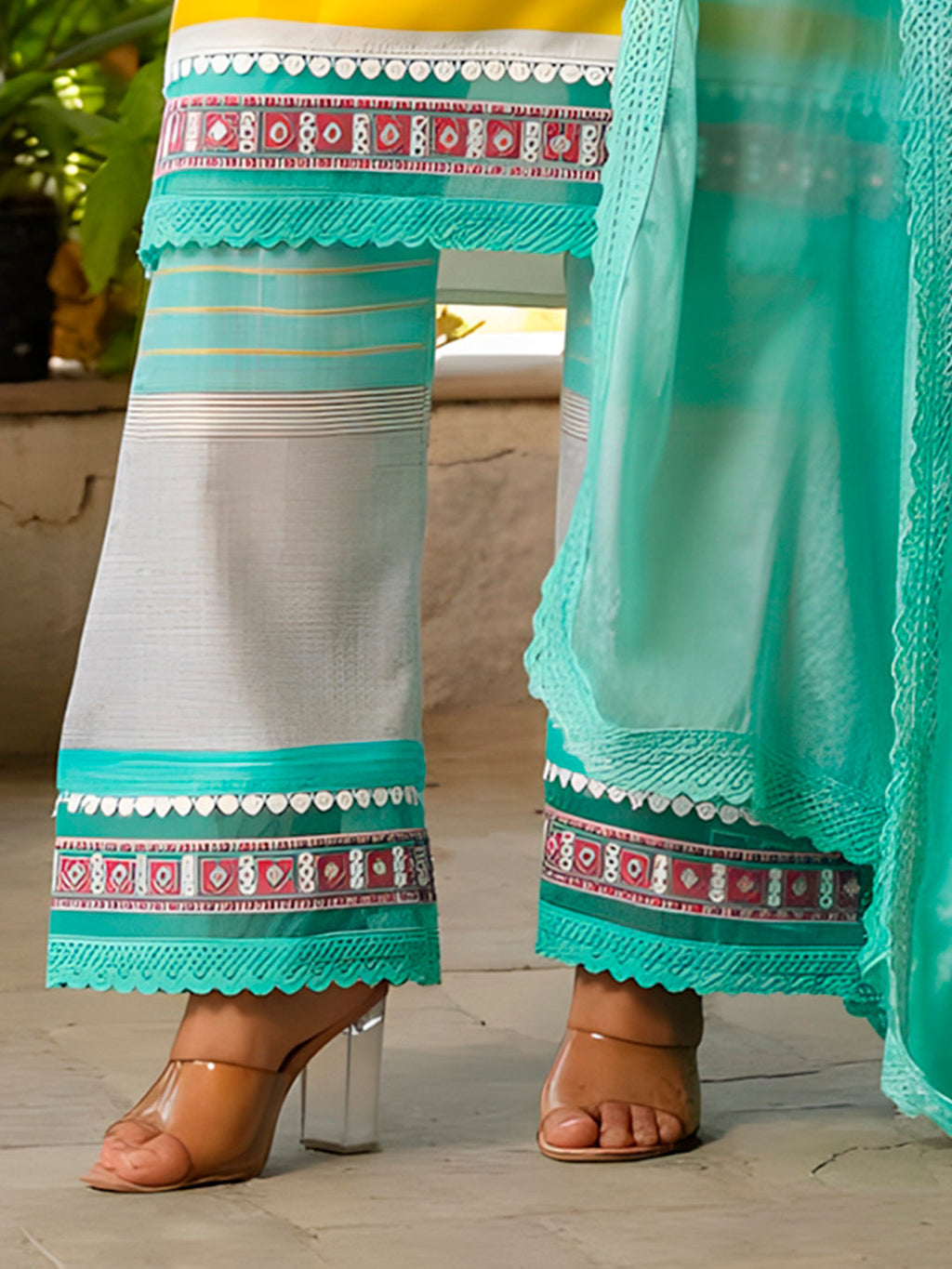 Embroidered & Printed Kurta With Pant & Dupatta Premium, Multicolor - Hiral Fashion - Distacart